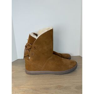 Koolaburra By UGG Women's Size 9 Brown Shazi Suede Short Tie Back Boots